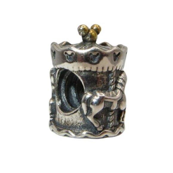 Pandora Rare! Disney Carousel Merry Go Round 14k Gold/ .925 Charm Park Exclusive - Picture 2 of 7